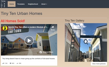 screenshot of the Tiny Ten Homes website